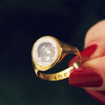 Date 1887 Romanesque Chalcedony Intaglio Signet Ring