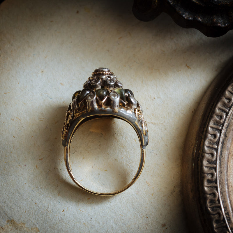 Filigree Black Star Sapphire & Diamond Ring - Johnny Jewelry