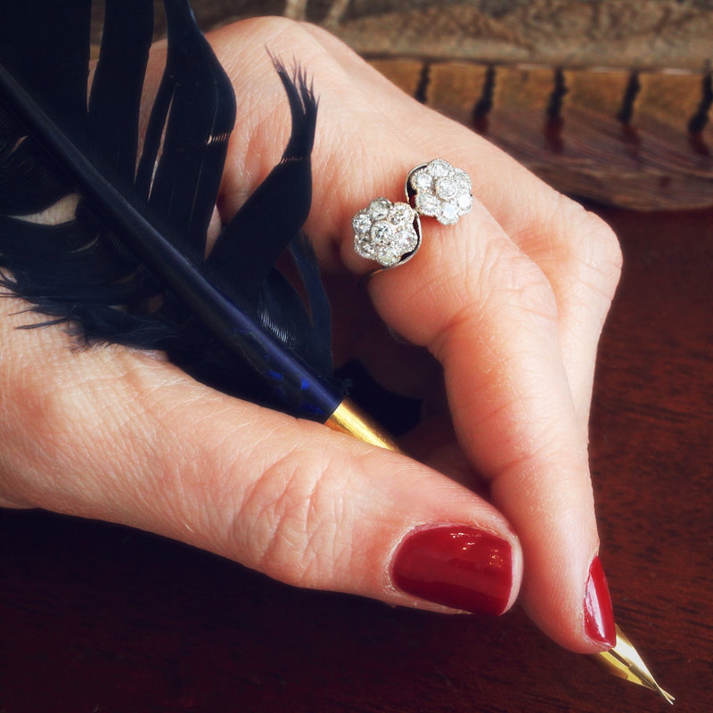 Vintage Double Daisy 'Toi et Moi' Diamond Ring