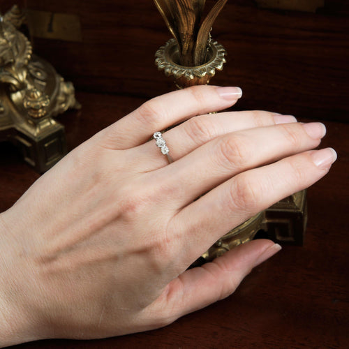 Antique Hand Cut Diamond Trilogy Engagement Ring