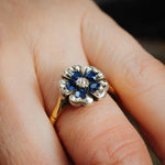 Romantique Antique Sapphire and Diamond 'Pansy' Ring