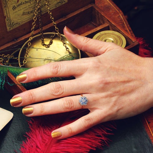 Delightful Blossom! Sapphire & Diamond Cluster Ring