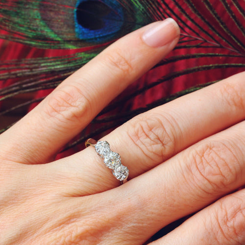 Vintage Trilogy Diamond Engagement Ring
