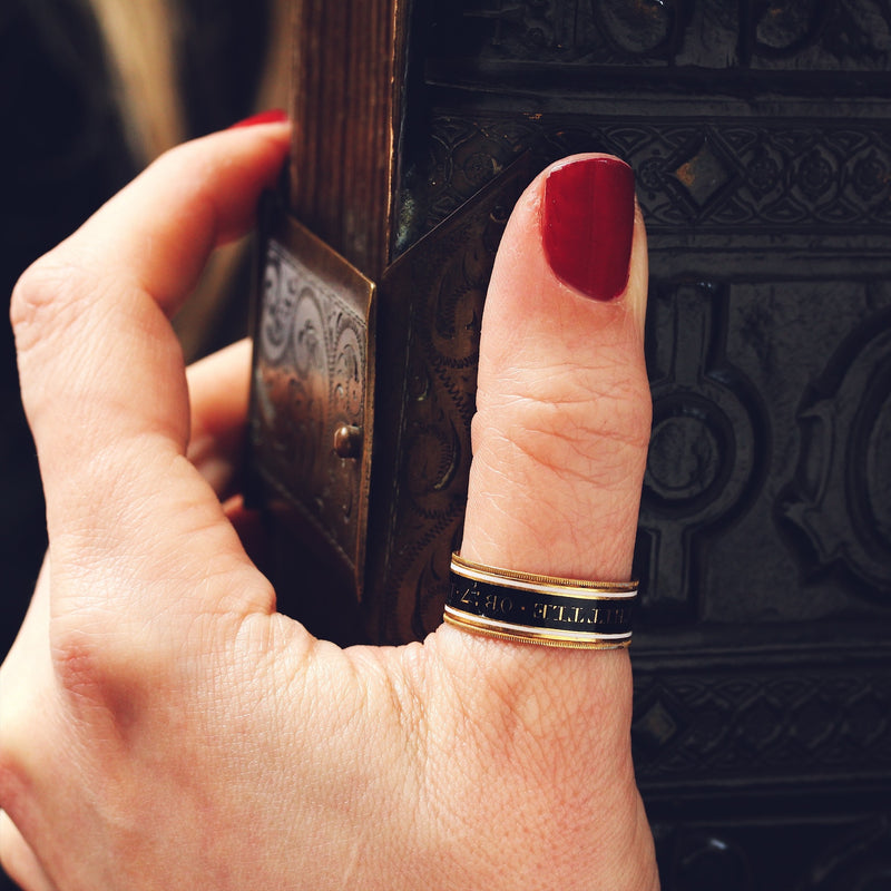 Date 1810 Enamelled Mourning Band Ring