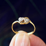 Twin Hearts Vintage Diamond Engagement Ring