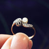 Vintage Art Nouveau Diamond & Pearl Ring