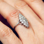 Vintage Platinum Marquise Diamond Cluster Ring