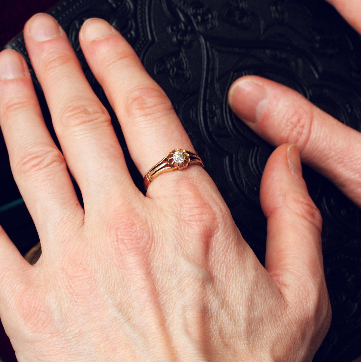 Antique Date 1892 Hand Cut Gents Diamond Ring