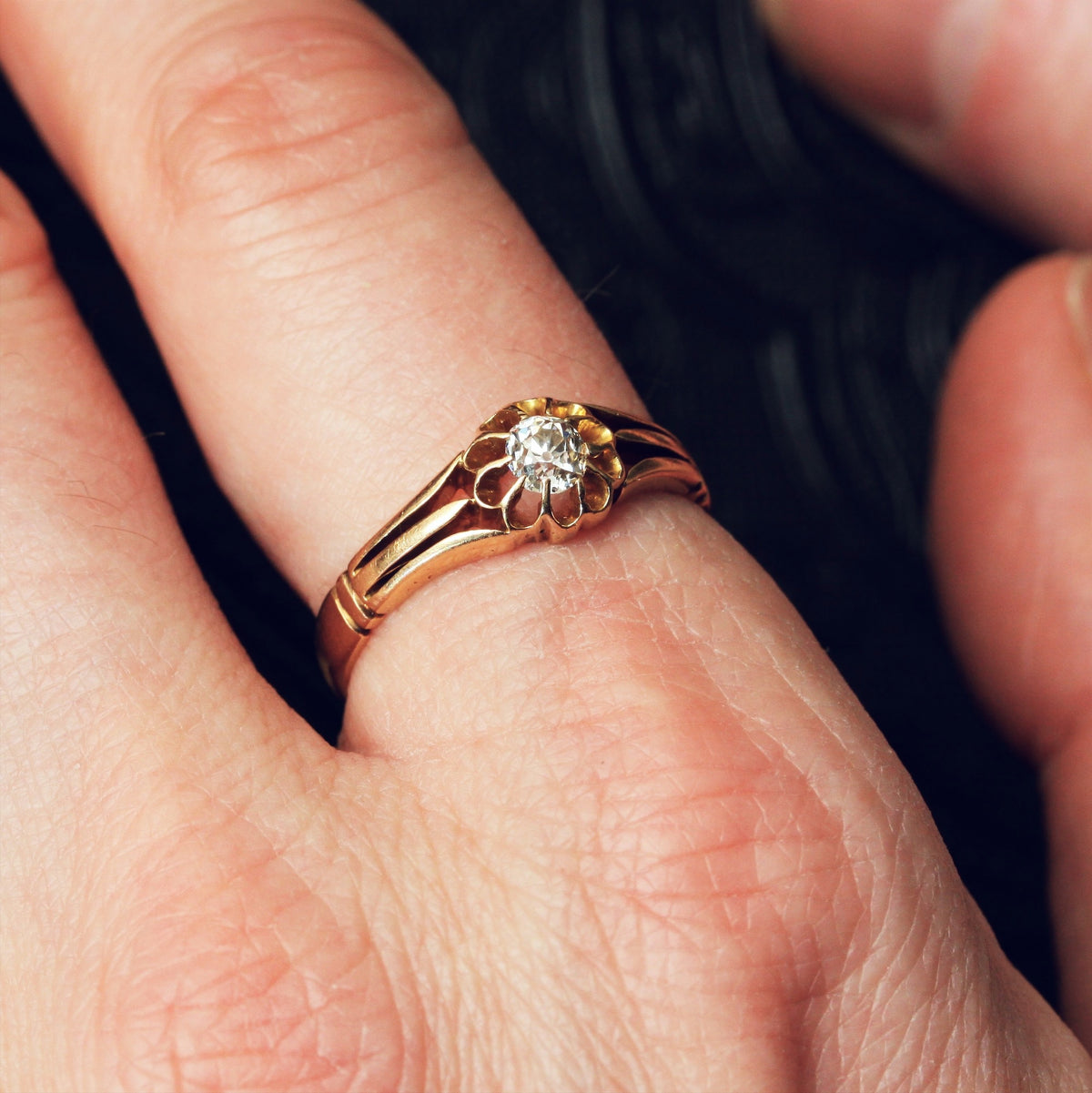 Antique Date 1892 Hand Cut Gents Diamond Ring