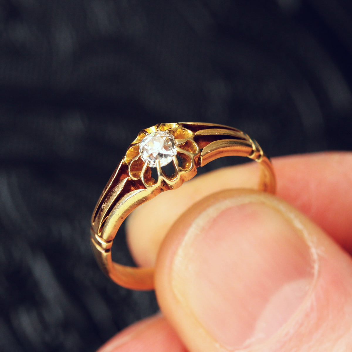 Splendid Date 1892 Hand Cut Gents Diamond Ring