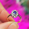 Dainty Vintage Sapphire & Diamond Flower Cluster Ring