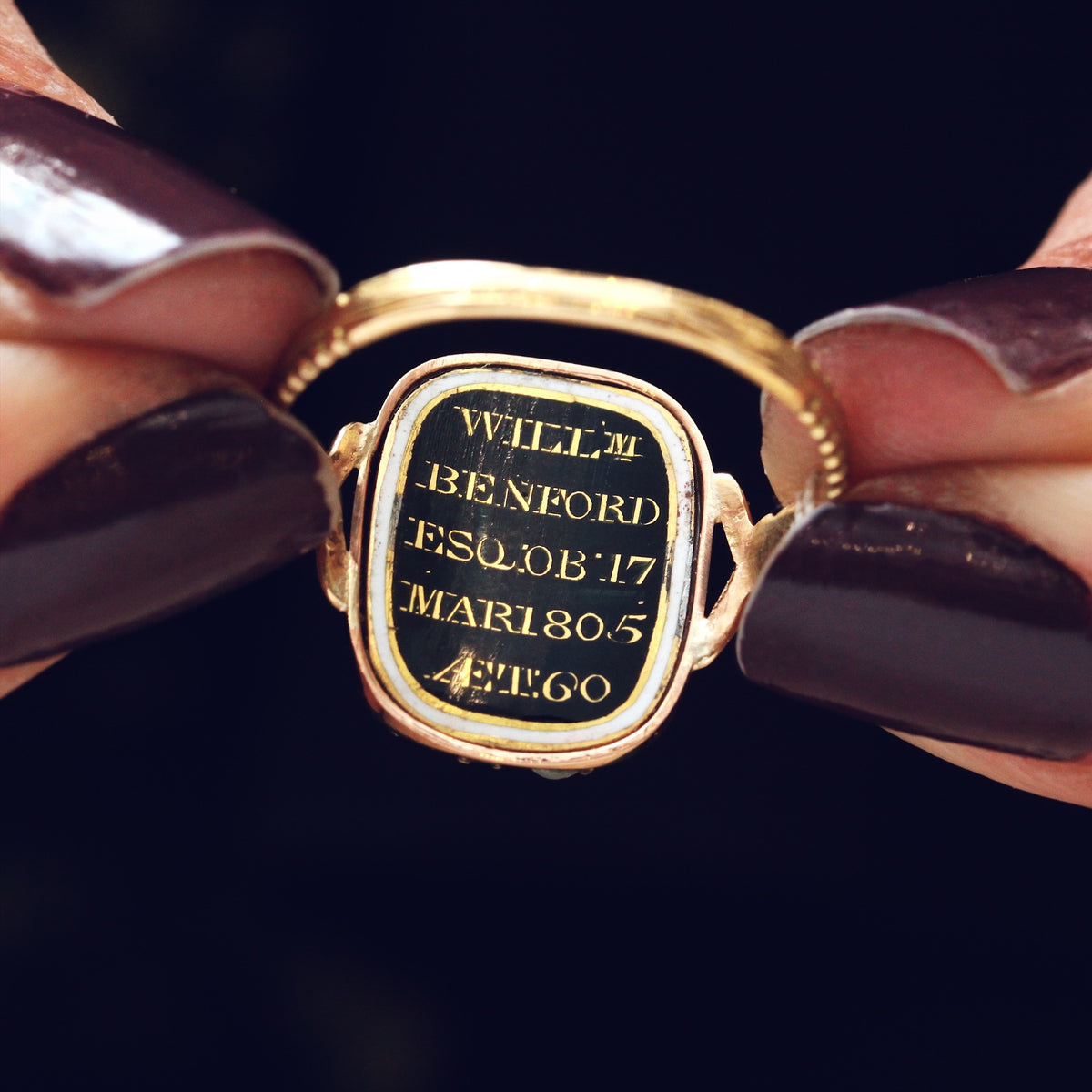 Date 1805 William Benford Mourning Ring