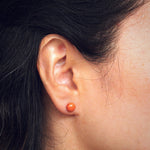 Antique Cabochon Coral Stud Earrings