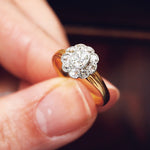 Vintage Hand Cut Diamond Cluster Ring