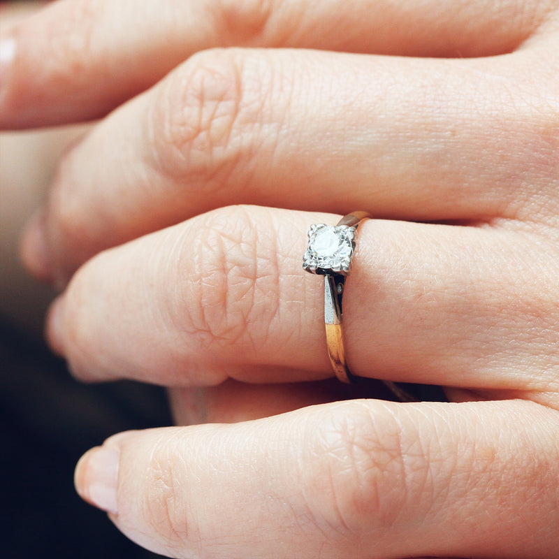 Vintage Hand Cut Diamond Engagement Ring