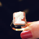 Vintage Grecian Goddess Shell Cameo Ring