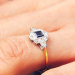 Vintage 1920's Sapphire and Diamond Engagement Ring