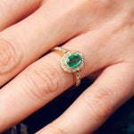 Vintage Emerald & Diamond Cluster Ring