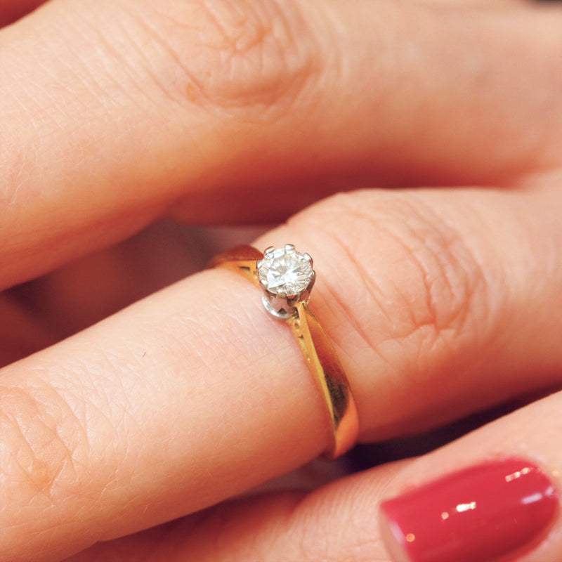 Vintage Brilliant-cut Diamond Solitaire Engagement Ring