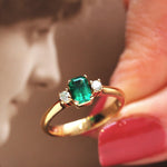 Vintage Classic Emerald and Diamond Trilogy Ring