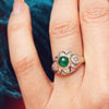 Vintage Deco Style Emerald & Diamond Boule Cocktail Ring