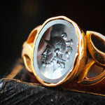 Vintage Roman Inspired Haematite Intaglio Signet Ring