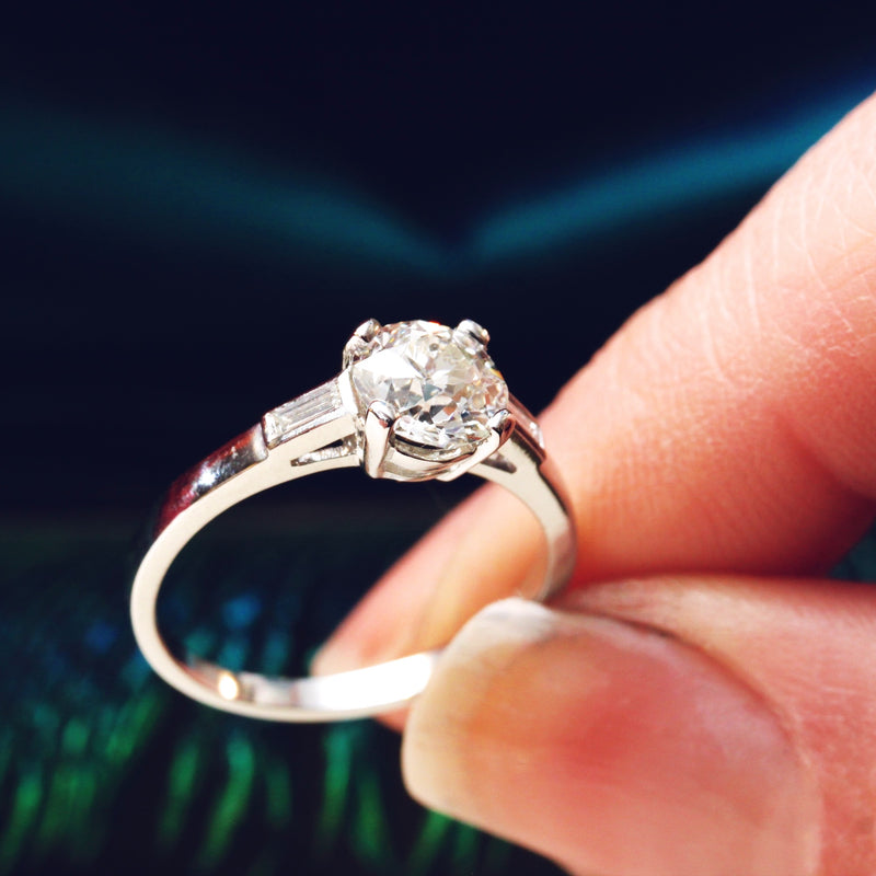 1.20ct Old Cut Diamond Platinum Engagement Ring