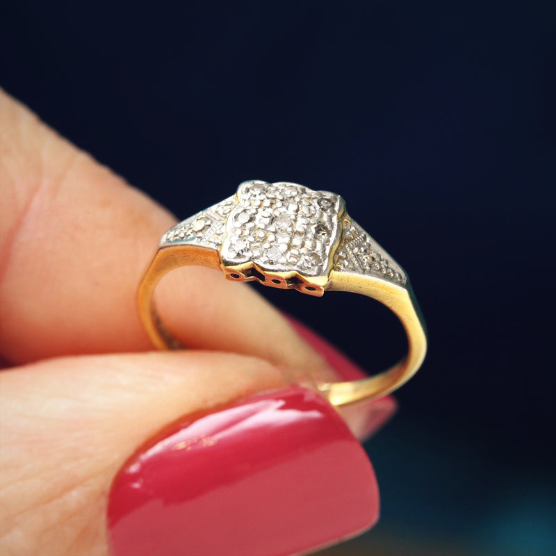 Vintage Art Deco Diamond Cluster Dress Ring