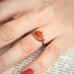 Mid Century Peach Coral Dress Ring