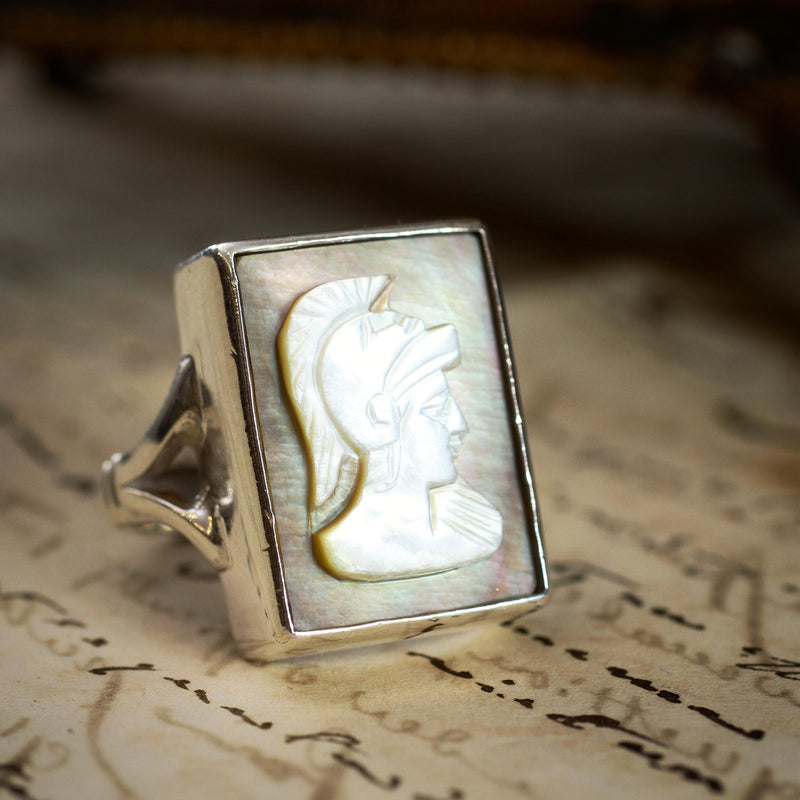 Statement Hand Carved Centurion Shell Cameo Ring