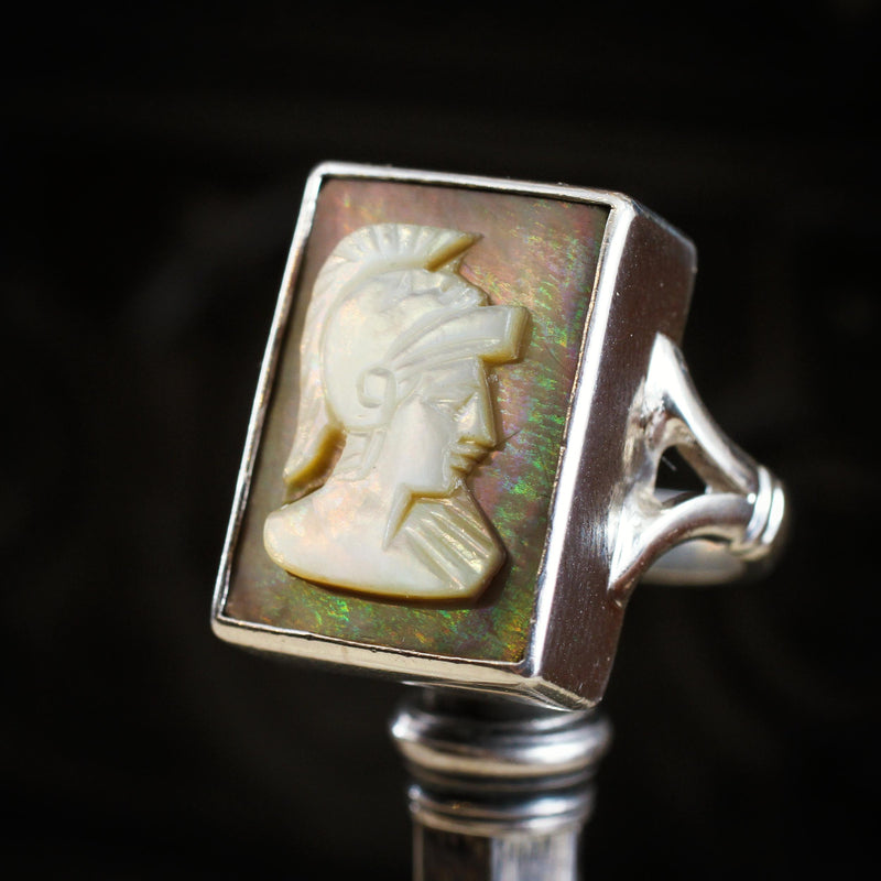 Statement Hand Carved Centurion Shell Cameo Ring