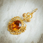 Georgian Style Dark Cognac Citrine Earrings Demi Parure