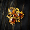 Georgian Style Dark Cognac Citrine Earrings Demi Parure