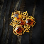 Georgian Style Dark Cognac Citrine Earrings Demi Parure