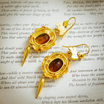 Pristine Victorian Gold Work Citrine Earrings & Brooch