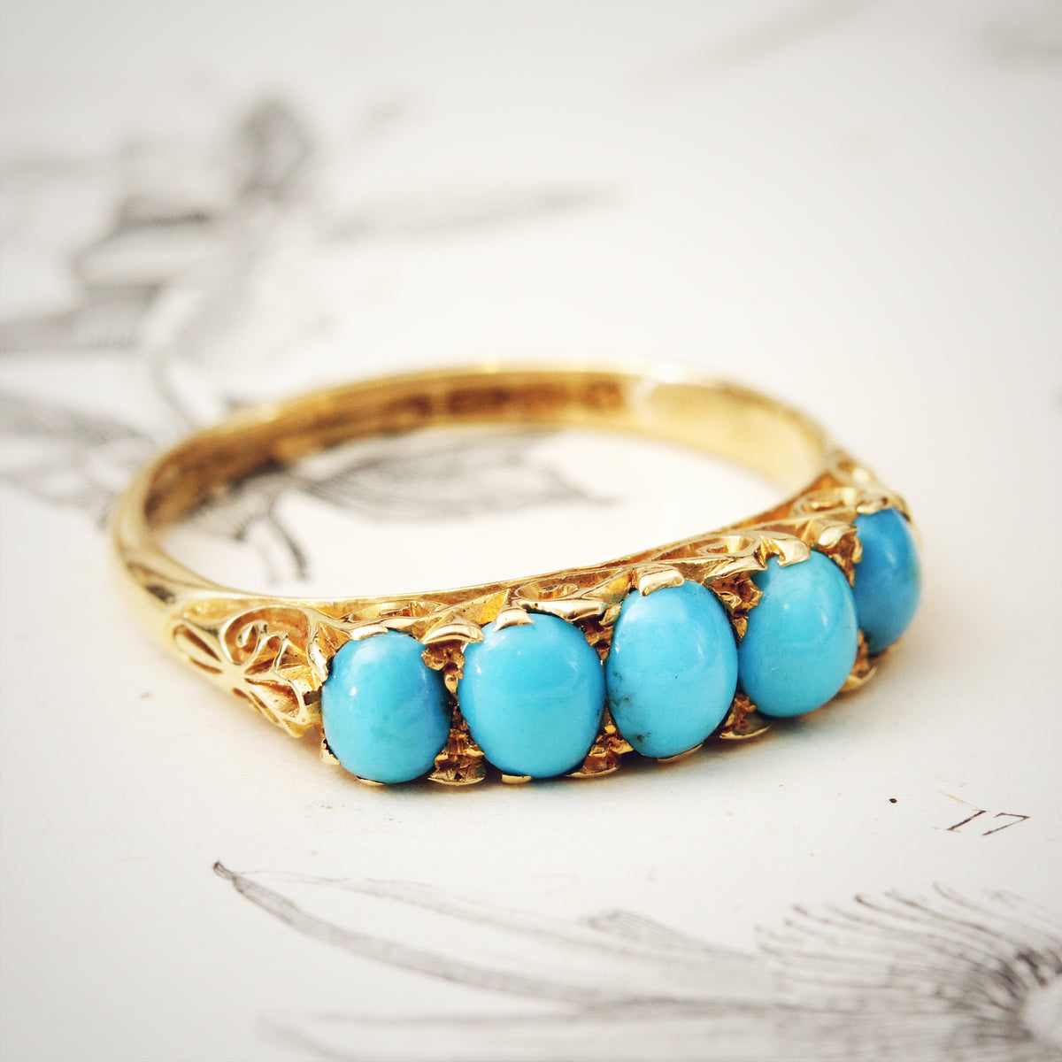 Antique Turquoise Half Hoop Ring
