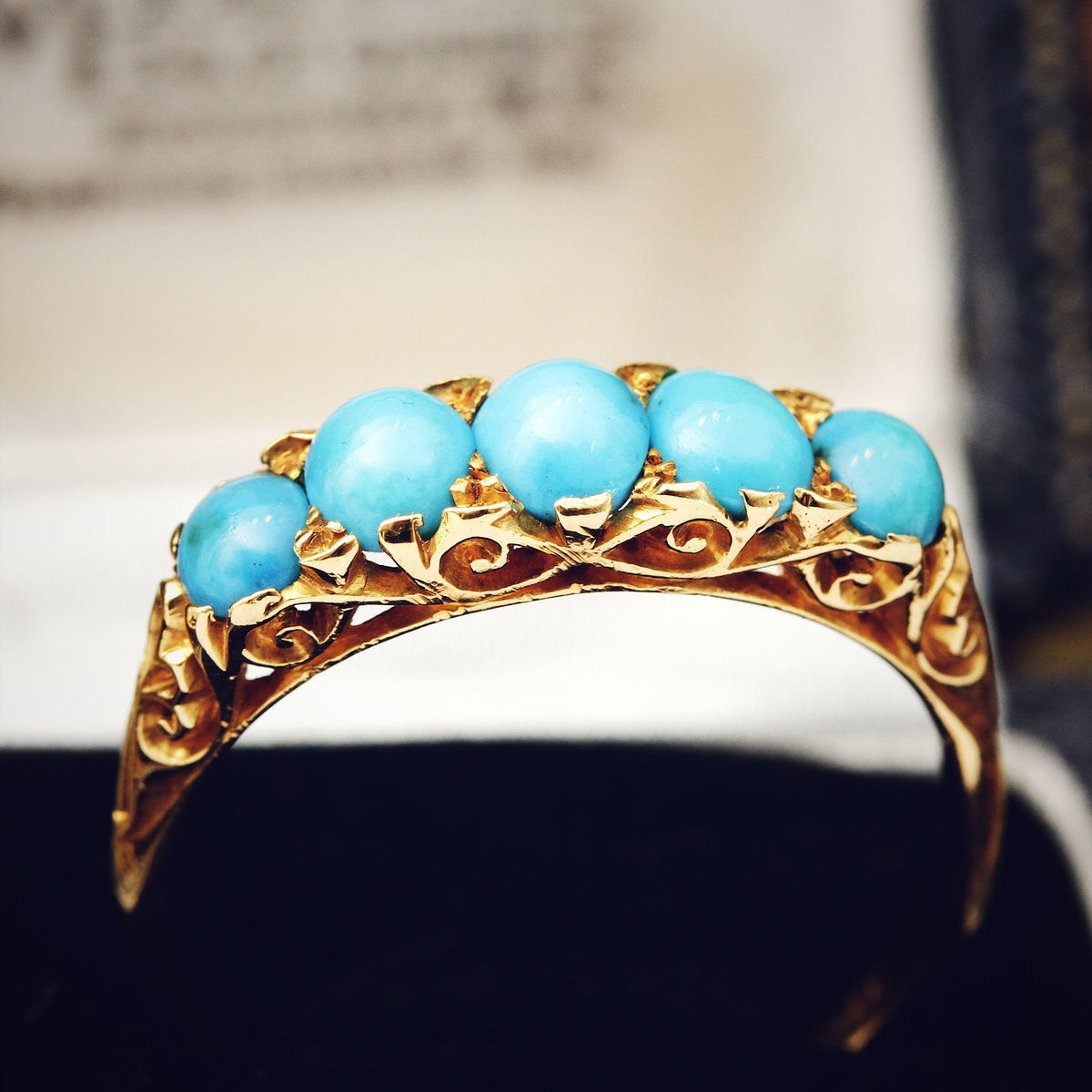 Antique Turquoise Half Hoop Ring