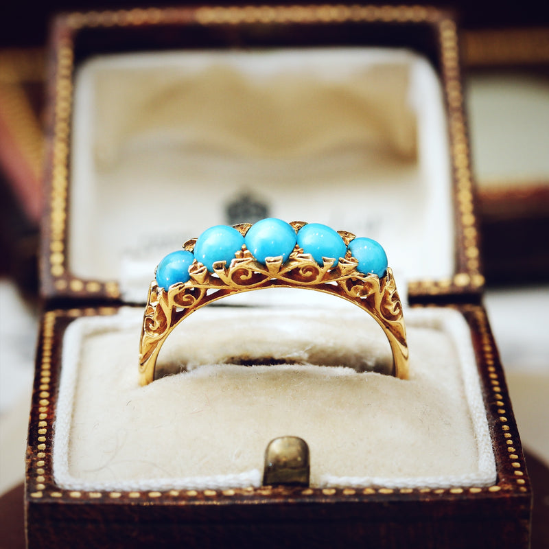 Antique Turquoise Half Hoop Ring