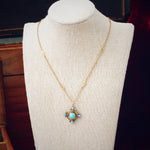 Antique Edwardian Turquoise & Diamond Pendant