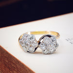 Vintage Double Daisy 'Toi et Moi' Diamond Ring