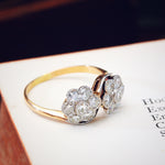 Vintage Double Daisy 'Toi et Moi' Diamond Ring
