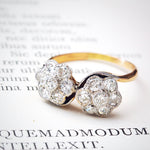 Vintage Double Daisy 'Toi et Moi' Diamond Ring