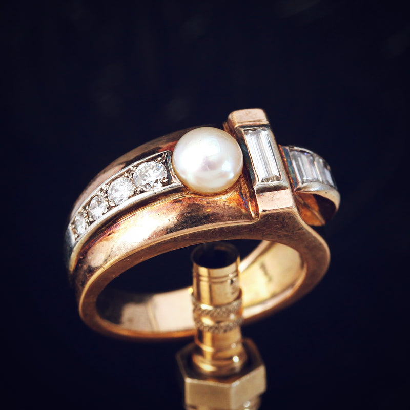 Vintage 1940s Art Deco Cocktail Ring