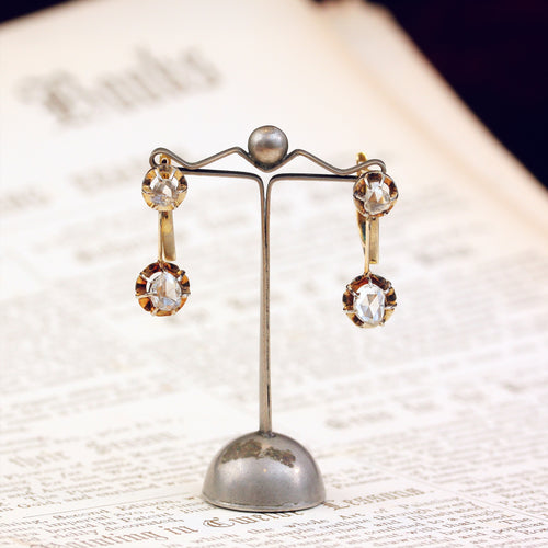 Vintage Rose Cut Diamond Drop Earrings