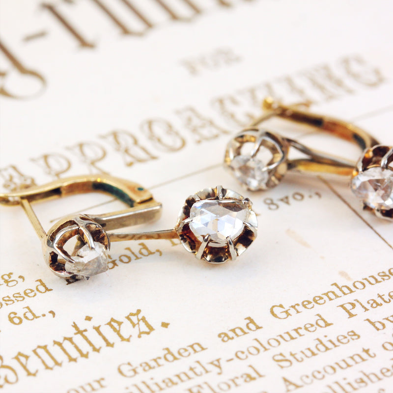 Vintage Rose Cut Diamond Drop Earrings