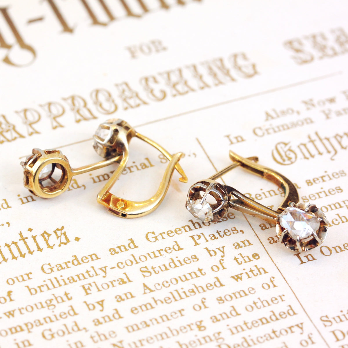 Vintage Rose Cut Diamond Drop Earrings