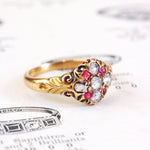 Scarce and Beautiful Ruby and Diamond Cluster Ring