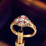 Scarce and Beautiful Ruby and Diamond Cluster Ring