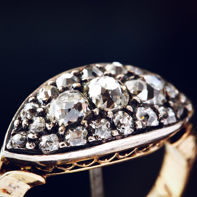 Handmade Antique Diamond Cluster Ring