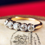 Rose Gold Old Cut Diamond 5 Stone Ring